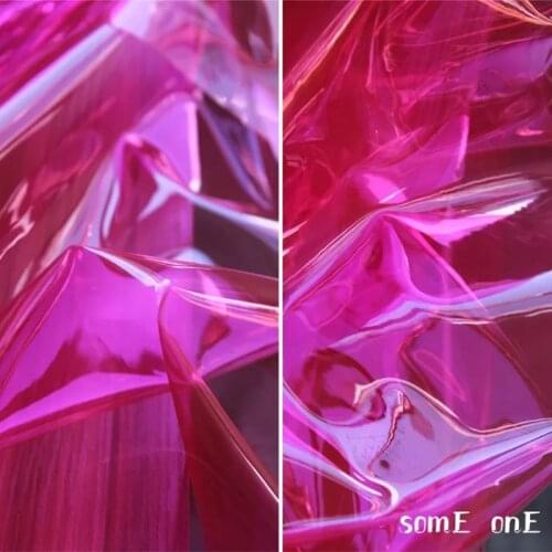 0.3mm TPU Fabric Clear Pink PVC Liquid Film DIY Waterproof Clothing Raincoat Crystal Bags Plastic Decor Designer Fabric
