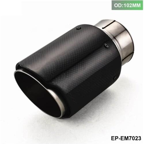 1Pcs ID 2.5'' 63mm OD:102MM Carbon Fiber Exhaust Muffler Pipe Tip Fr Universal Auto Car EP-EM7023-102
