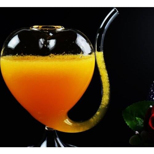 1PC New Hot Sale 300ml Crystal Night ! Big Size Wine Glass With Build-in Straw Devil Drinking Cup 11oz JY 1183