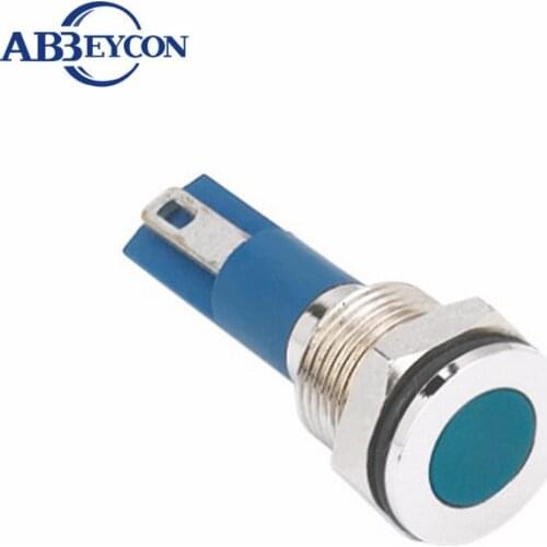 12mm Small Signal Led Lamp Metal Shell Pin Terminal Pilot Blue Green Amber Red White 12V Pilot Dash Panel Indicator Lights