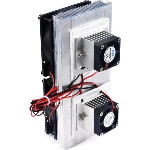12V Dual-core DIY Semiconductor Refrigeration System Cooling Kit Module,Double Radiator+Conduction Module+Cooling Fan+TEC1-12706
