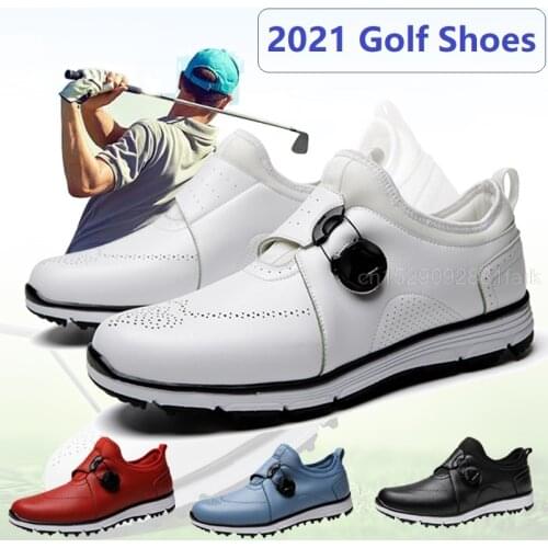 2021 Professional Golf Shoes For Men Knob Buckle Breathable Training Golf Sneakers Men Sport Anti Slip Sneaker Ultra-Light Shoes