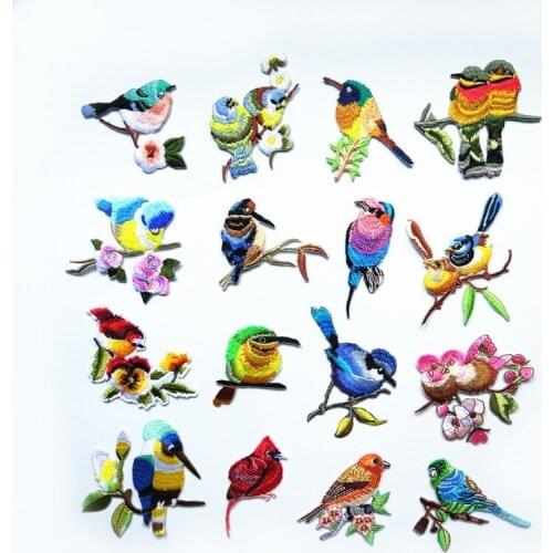 50pcs/lot Embroidery Patch Bird Among Flower Clothing Decoration Sewing Accessories Diy Iron Heat Transfer Applique