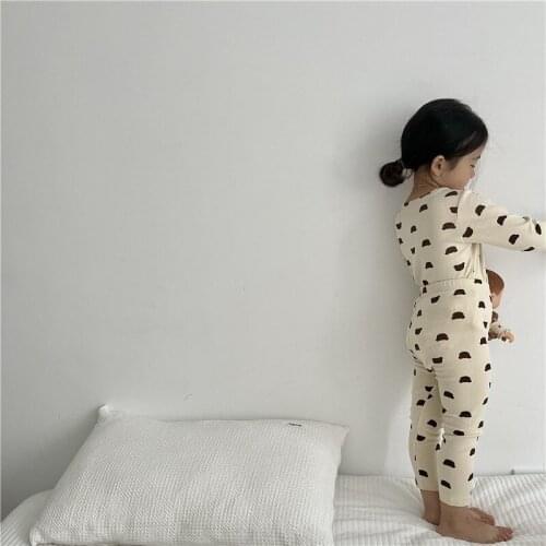 8820 Children Clothing Set Kids Home Suit Autumn And Winter Korean 2021 New Home Clothes Set Baby Cotton Bottomed Shirt +Pants