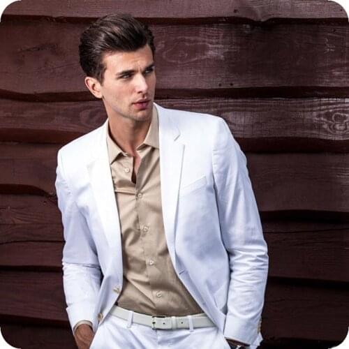 White Men Suits Wedding Suits Prom Bridegroom Custom Made Tuxedo Slim Fit Casual Best Man Blazer 2piece Traje Hombre Jacket+Pant