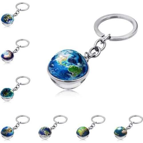 Keychain Car Ornament Creative Keyring Double-Sided Glass Ball Jewelry For Men And Women Moto Keychain Car Key Ring Accessories