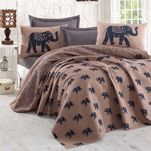 Eponj Home Printed Pique Set Double Elephant Blue