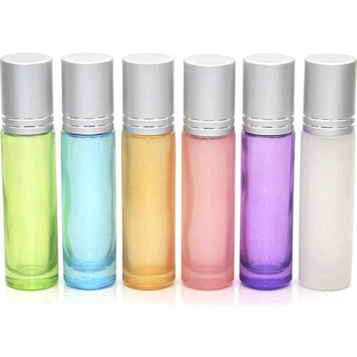 1/5/10 Set 10cc Portable Pearl Colorful Thick Glass Essential Oil Perfume Roller Bottles Travel Refillable 10ml Rollerball Vial
