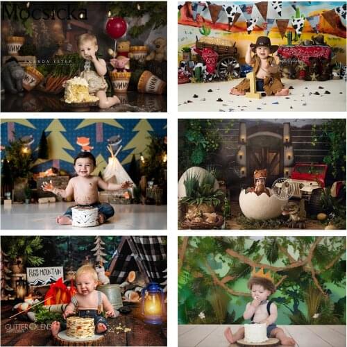 Children 1st Birthday Cake Smash Photography Backdrop for Photo Studio Jungle Newborn Baby Wild One Portrait Background Props