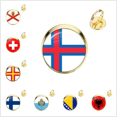 Gibraltarian Jersey San Marino Switzerland Guernsey Finland Faroe Islands Bosnia And Herzegovina Albania Glass Adjustable Rings