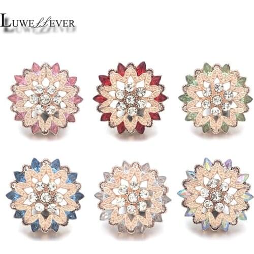Luwellever Component w065 Crystal 18mm Metal Snap Button For Bracelet Necklace Interchangeable Jewelry Women Accessorie Findings