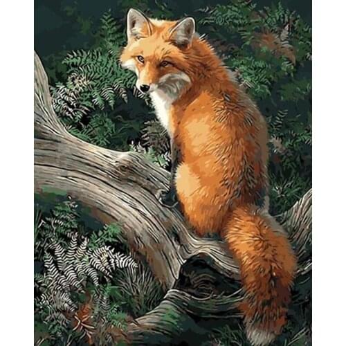 Painting By Numbers DIY Dropshipping 40x50 50x65cm Red Fox in the Woods Animal Handmade Gift For Adult Unique Gift Home Decor