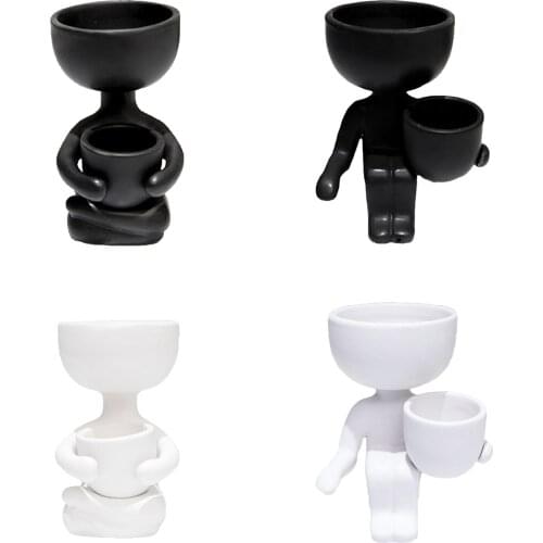 Ceramic Plant Pot Garden Human Shaped Succulent Planter Container Creative Flower Pot Ceramic Crafts Vase Home Decoration