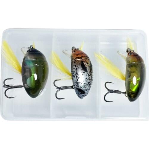 3PCS Cicada Bait Fishing Lure Insect Lure Sea Beetle Crank Suspending Bionic Artificial Hard Baits Swimbait Fishing Tackles