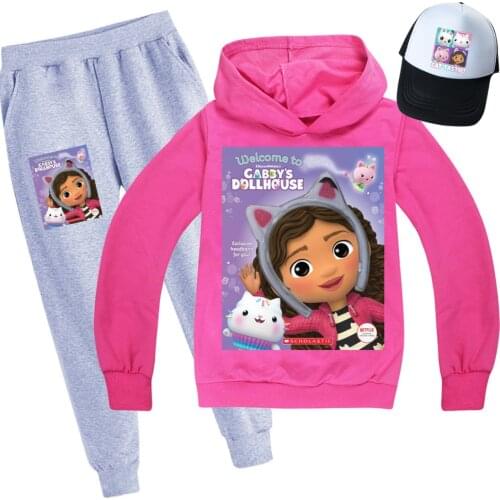 Gabbys Dollhouse Girls Clothing Set Autumn Fashion Clothes Gabby Cats Christmas Shirt Children Hoodies Sweatshirts Sports Suit