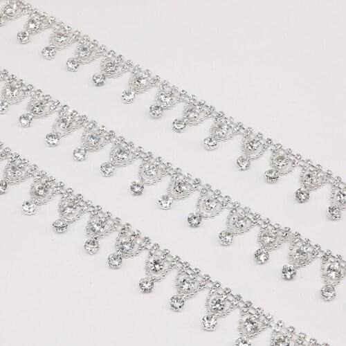 10Yards Crown Shape Crystal Rhinestone Trimming Applique Diamante Beaded Trim DIY Wedding Bridal Dress Belt