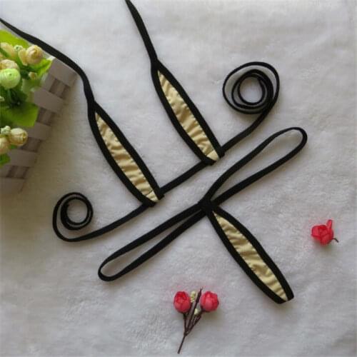 Micro bikini Sexy swimwear women swimsuit women biquini mini bikinis Solid color Edging Long strip Lace adjust Large size Thong