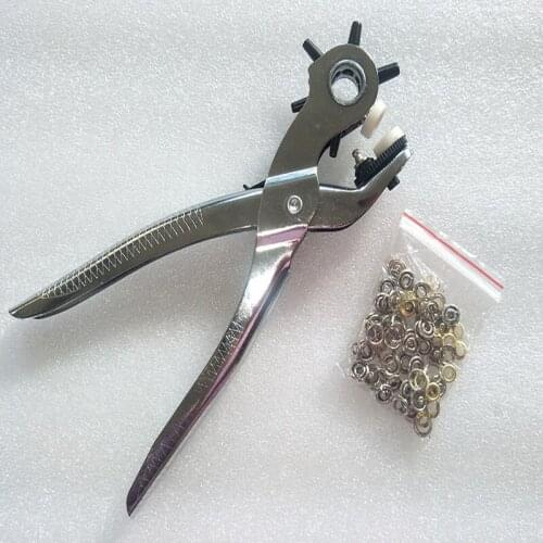 Hot Search Multi-function Portable Professional Belt Leather Hole Puncher Silver Handle Six Sizes Hole 2, 2.5, 3, 3.5, 4, 4.5