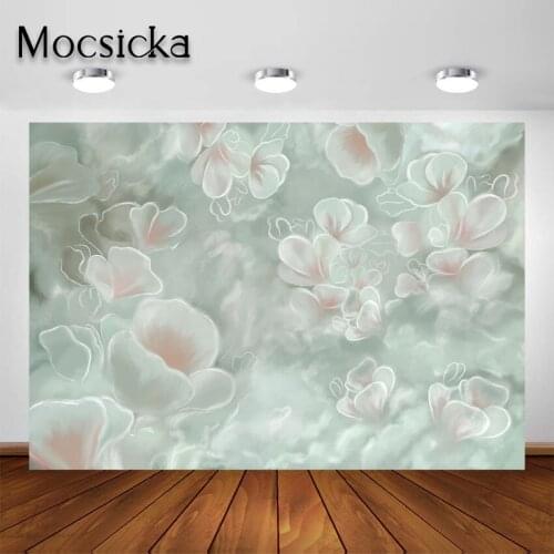 Mocsicka Baby Newborn Flowers Photography Backdrop Vintage Oil Painting Floral Portrait Photoshoot Background Photographic