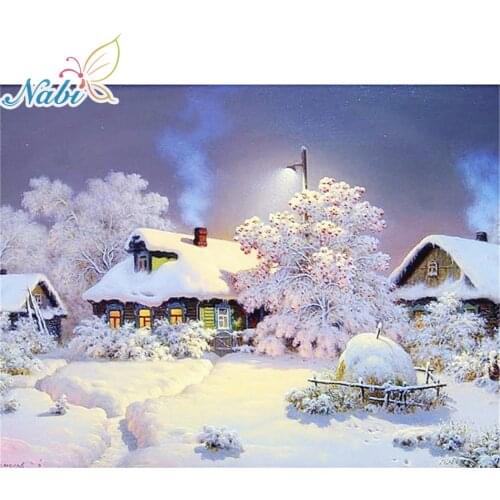 Nabi Needlework Diamond Painting Beautiful Snow Winter Landscape Diamond Embroidery All Drill Rhinestone Mosaic Picture Art