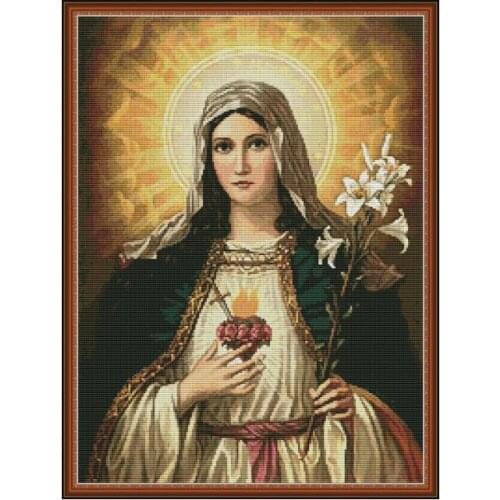 Marys Heart cross stitch kit aida 14ct 11ct count print canvas cross stitches needlework embroidery DIY