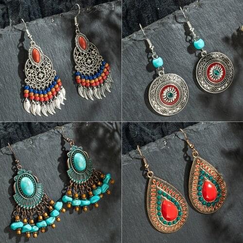 Multiple Vintage Ethnic Boho Dangle Drop Earrings Gifts for Women Female Anniversary Bridal Party Wedding Wholesale Jewelry