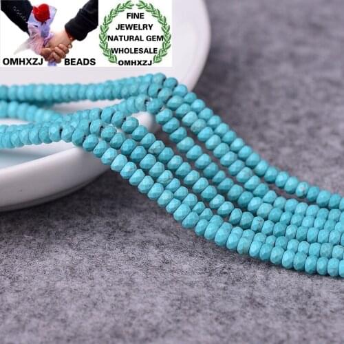 OMHXZJ Wholesale ZB342 2x4 4x6mm DIY Bracelet Necklace Jewelry Making Accessories Components Natural Stone Fine Turquoise Beads