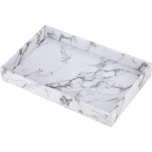 Marble Print Serving Tray PU Leather for Coffee Drinks Kitchen Decorative