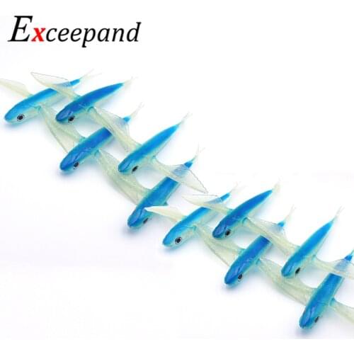 Exceepand 10PCs 9'' Flying Fish Lure Swimbait Lifelike Fishing Bait Seawater Tuna Plastic Fishing Lure Artificial Bait 125g Blue