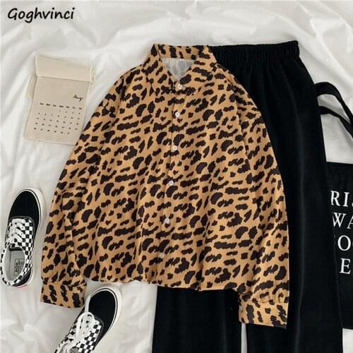 Shirts Women Leopard Pattern Designer Cool BF Shirt Womens Retro All-match Ins Tops Ladies Chic Vintage Ulzzang Clothing Leisure