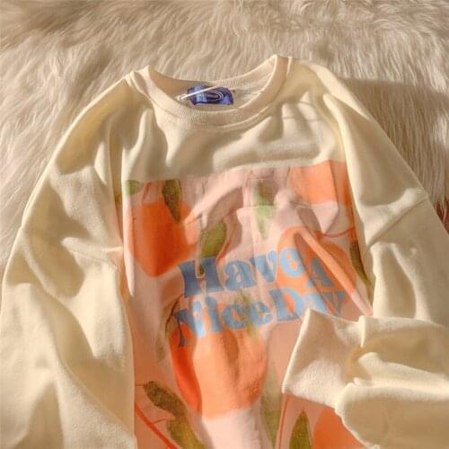 Funny Hip Hop Letter Printing Sweatshirt Women American High Street 2021 Fashion Oversized Crewneck Sweatshirt Clothes for Teens