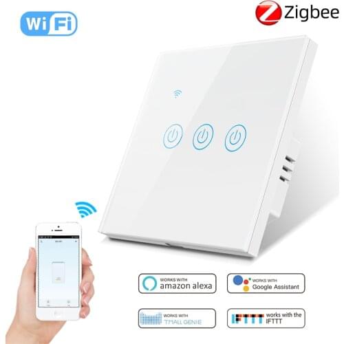 EU Tuya Zigebee Smart Touch Switch Alexa Voice Control Smart Wall Switch