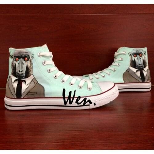 Wen Original Hand Painted Shoes Design Custom Ape Man High Top Men Womens Canvas Sneakers for Birthday Gifts