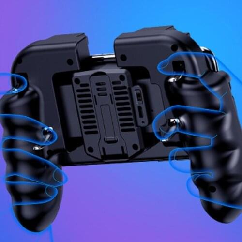Cell Phone Video Gamepad Hand Grip with Cooling Fan for iPhone Android PUBG Shooting Game Trigger Mobile Joystick Controller