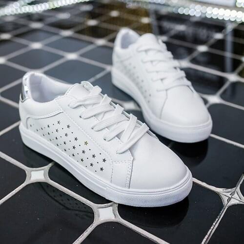 Leather Shoes Woman Spring New White Flat Sneakers Fashion Womens Shoes Wild Casual Platform Womens Vulcanize Shoes U20-58