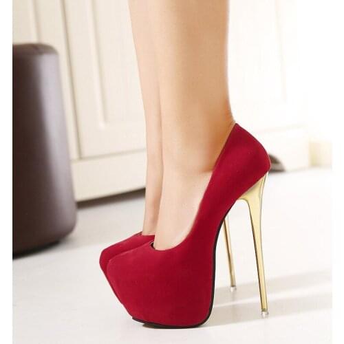 2021 NEW Big Size 41 42 43 44 45 Sexy Pumps Wedding Women Fetish Shoes High Heel Stripper Flock Pumps 16 cm Zapatos Mujer