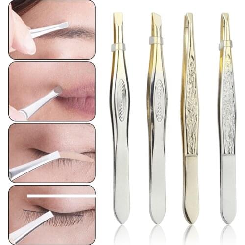 1Pcs Professional Slanted Stainless Steel Eyebrow Tweezers Shaving And Hair Removal Eyebrow Pinch Forceps Blackhead Remover