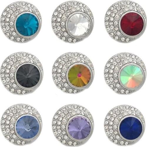 10pcs/lot New Snap Jewelry 18mm Rhinestone Flower Snap Button For Women Leather Silver Snap Bracelet