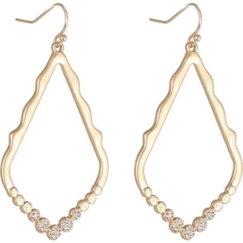 2021 Ins Gold Metal Sparking Stone Irregular Geometric Minimalist Earrings Trendy Korean Fashion Party Jewelry Wholesale