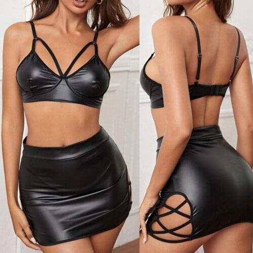 2021 Fashion Sexy Print Sleepwear Lingerie Temptation Patchwork Underwear Nightdress Cosplay Costume Female Black Sexy Jumpsuit