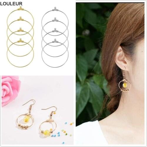 30pcs/lot 30-60mm KC Gold Copper Hoops Earrings Big Circle Ear Wire Hoops Earrings Wires For DIY Jewelry Making Supplies