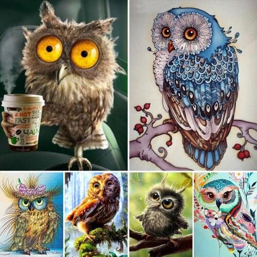 5D DIY Diamond Painting Owl Cross Stitch Kit Full Drill Embroidery Animal Mosaic Art Picture of Rhinestones Home Decor Gift Sale