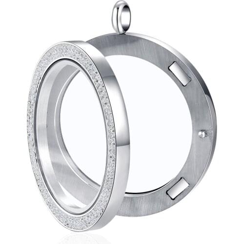 6pcs Magnet Stainless Steel 39mm Fashion Czech Crystal Clay Glass Locket for Floating Charms Keepsake Xmas Gift Mothers