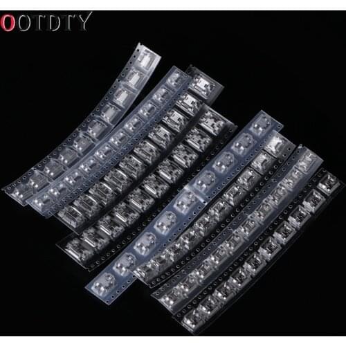 80 Pcs Micro USB Female Socket Jack 5Pin 8 Models Solder Mount SMD Connector