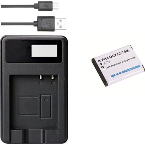 Li-70B Li70B Battery+USB Charger for Olympus VG-120, X-940, VG-140, VR-130, D-705, D-710, VR-120, VR-140, and VR-145