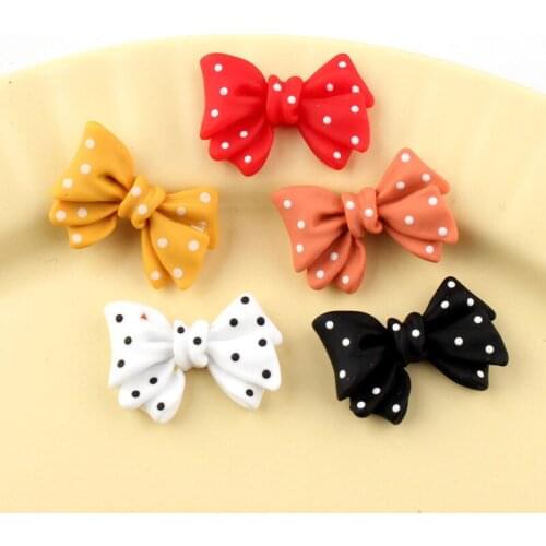 20-100 Pcs Resin Polka Dot Bowknot Appliques DIY Crafts Scrapbook Kids Hair Accessories Jewelry Phone Shell Arts Decor Patches