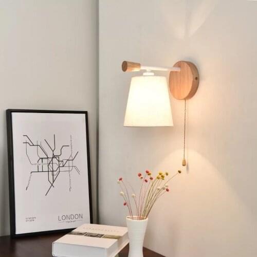 Free shipping Creative personality bedlight Simple modern cloth lamp Corridor porch light Solid wood Northern Europe wall lamp