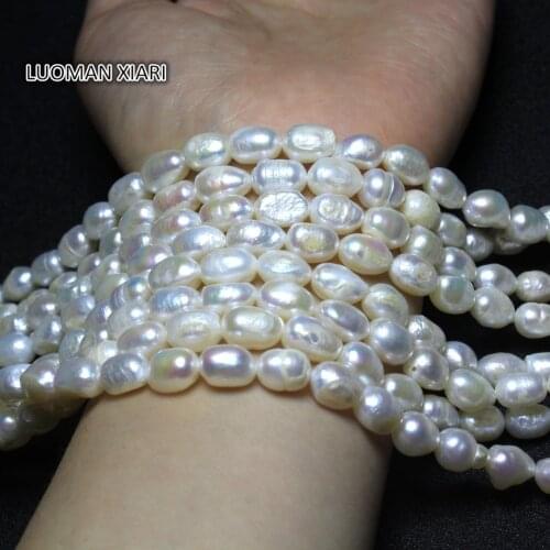 Wholesale Irregular Rice Shape Natural Freshwater Pearl Beads For Jewelry Making DIY Bracelet Necklace Material Strand 15