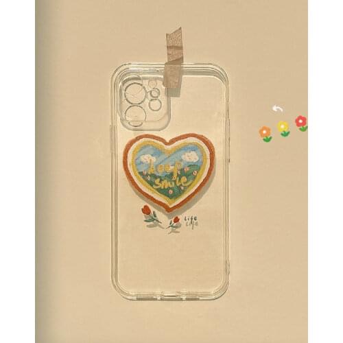 OEING Art Love Phone Case For iPhone 12 11 Pro Max mini XR X XS MAX SE Transparent Original Shockproof Mobile Phone Shell Cover
