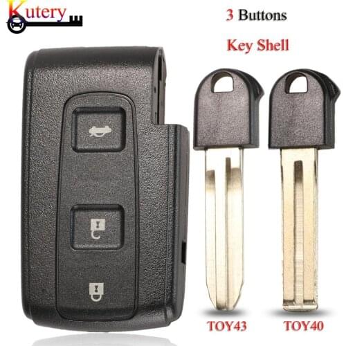 Kutery Remote Car Key Shell For Toyota Prius Corolla Verso 3Buttons With TOY40 TOY43 Uncut Blade Blank Case Cover